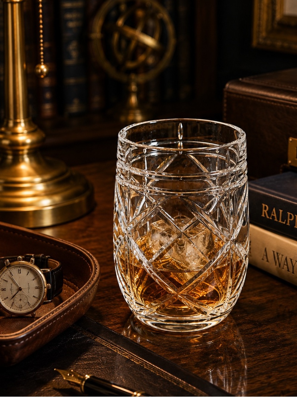 Ralph Lauren Crystal Brogan Classic Stemless Wine Glass | Signed RLL